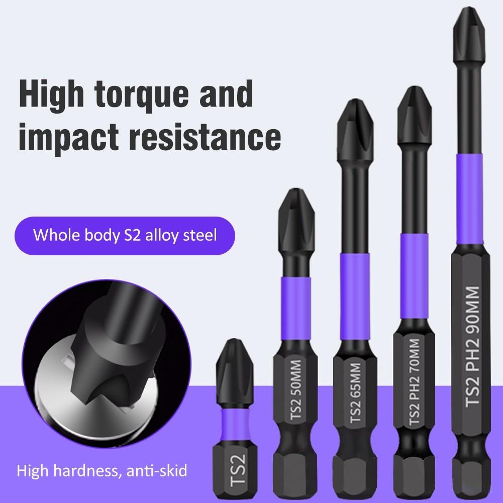 6pcs Mata bor Obeng Magnetik Set kepala mata obeng set Baja 1/4 Inci Bit 25-150mm Set Mata Obeng Mag