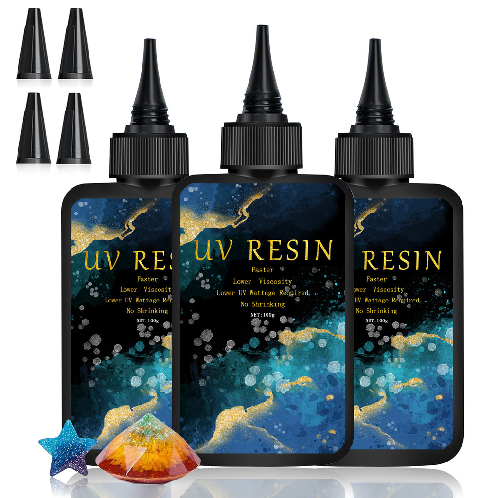 

100/200/300g Crystal Clear Hard UV Resin Upgraded Formula Ultraviolet Fast Curing Resin for Jewelry Making Craft Decoration