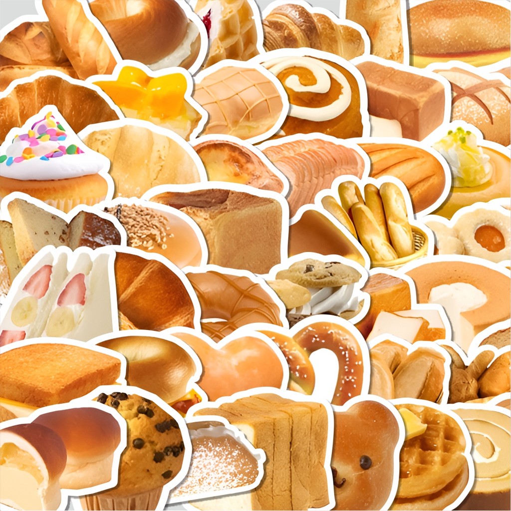 

Stiker Cutting Pack Stiker Tempting Food Toast and Bread [Roti Panggang] Isi 100Pcs Series Aesthetic Lucu Keren Untuk Koper Bahan Vynil