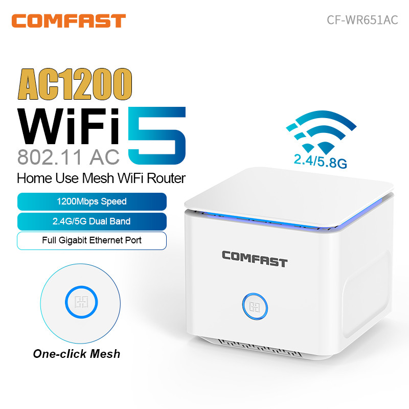 COMFAST AC1200 WiFi 5 MESH Router Dual Band 1200Mbps Wireless Extender Repeater WiFi6 Gigabit Networ