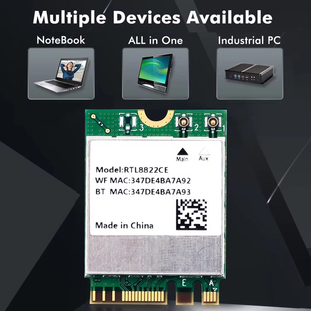 1200Mbps Bluetooth 5.1 RTL8822CE 2.4G/5G 802.11AC WiFi Card Network Mini PcIe Card For Laptop Win10 