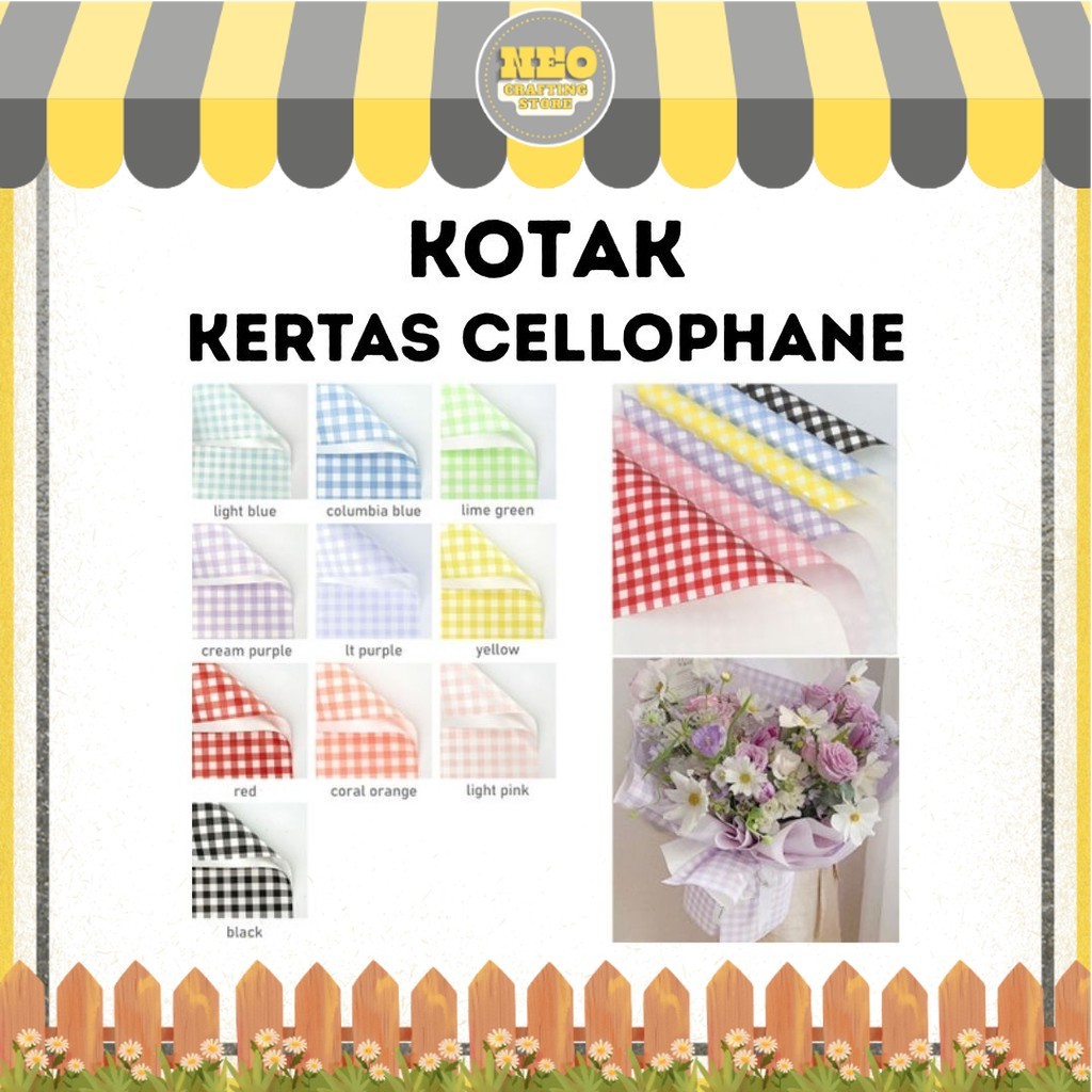 

(20 LEMBAR) KOTAK - Flower Wrapping Cellophane / Kertas Buket Bunga Hand Bouquet