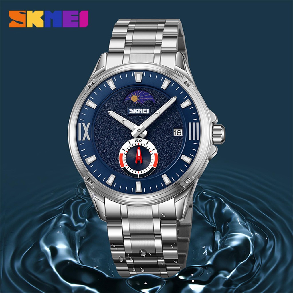 Jam Tangan Pria 9326 Analog Stainless Steel Water Resist SKMEI Fashionista.id