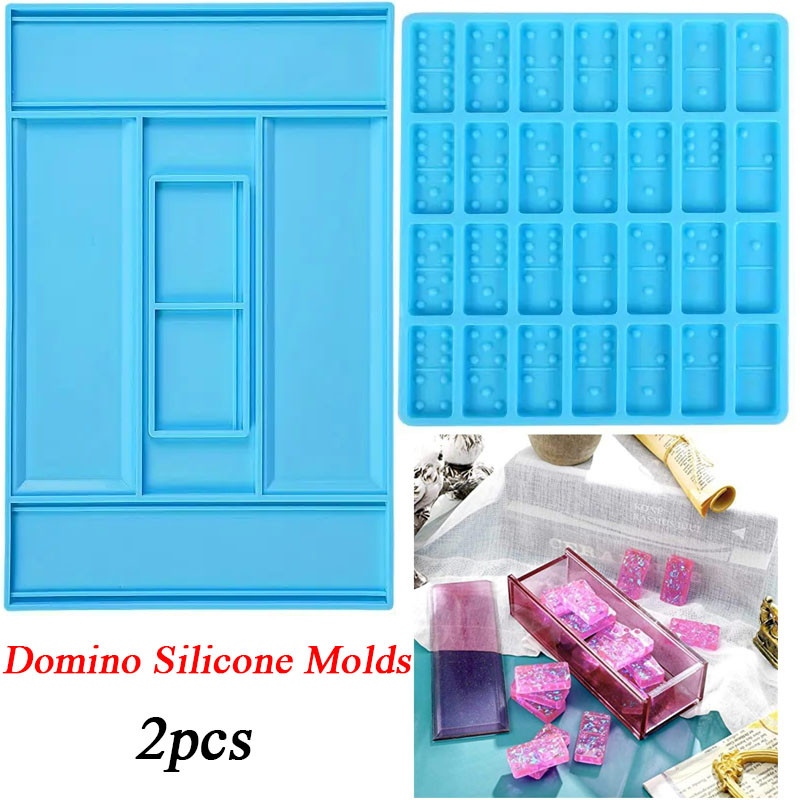 

2pcs Domino Silicone Molds Crystal Epoxy Resin Game Mold DIY Pendant Cake Jewelry Mold Making Tools Crafts Supplies Accessories