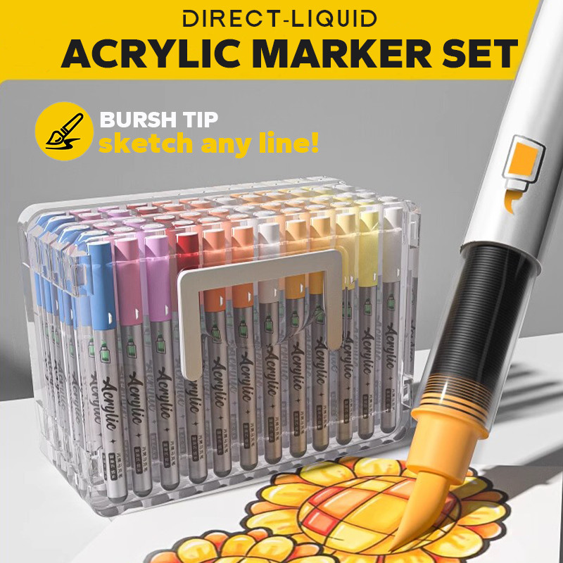

Acrylic Brush Markers Set with Portable Case, Liquid Ink Art Acrylic Paint Markers Set for Art and DIY Craft
