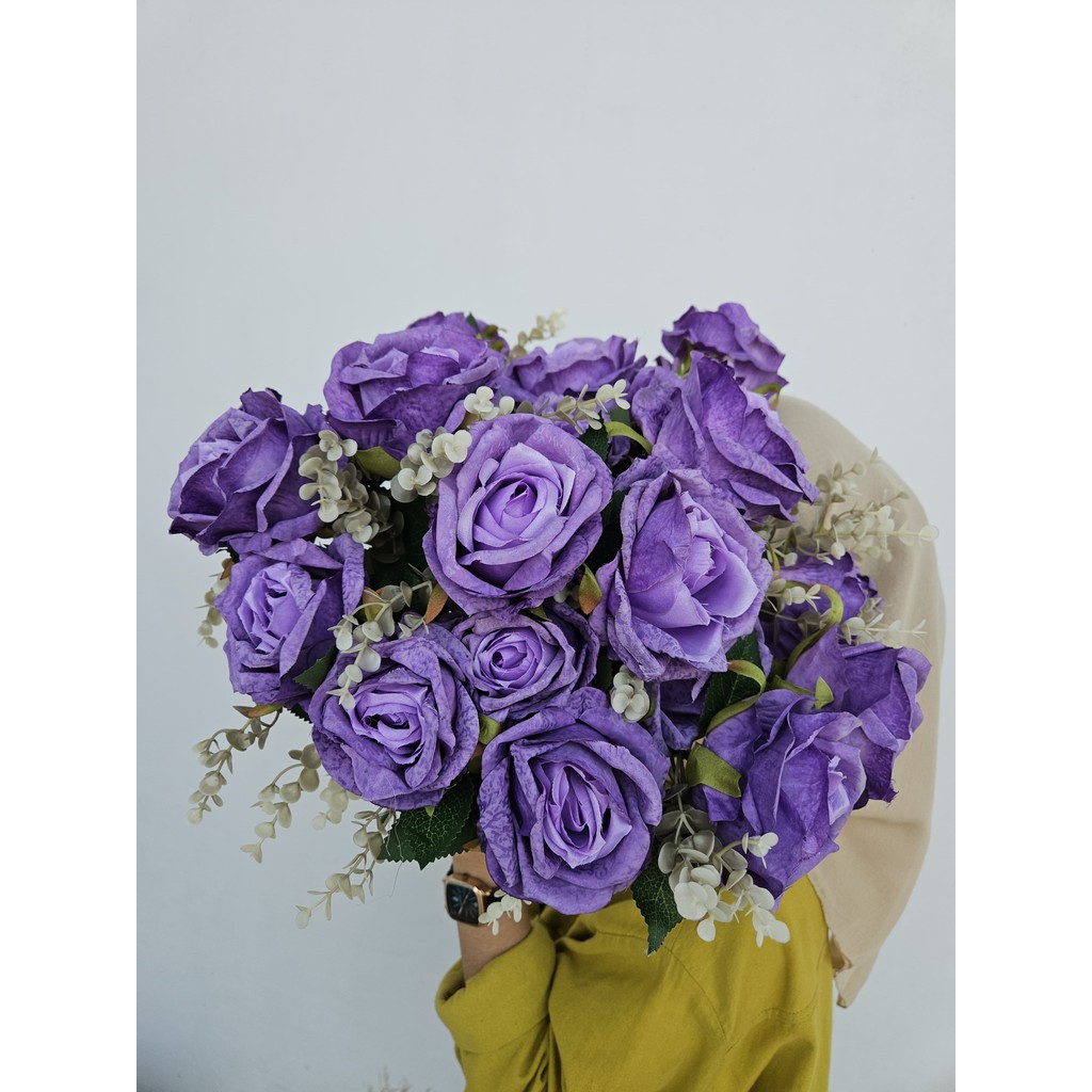 Bunga Mawar Jumbo 7 Kuntum / Bunga Mawar Jumbo Artificial / Bunga Mawar JUMBO Artificial Plastik / B