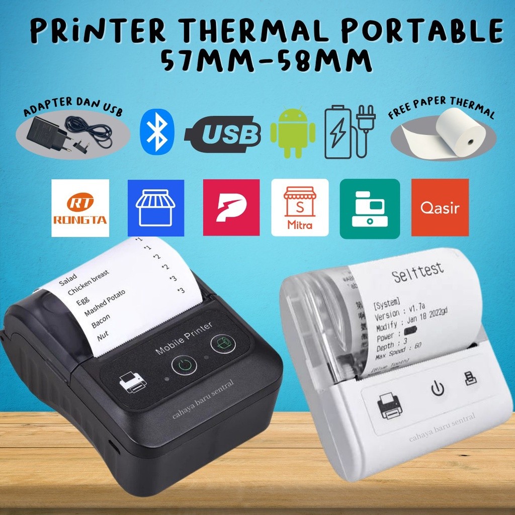 PRINTER TERMAL PRINTER BLUETOOTH PORTABLE MINI