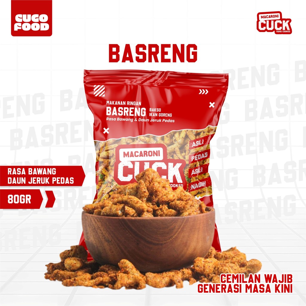 

Macaroni Cuck Basreng Pedas Daun Jeruk Kemasan Reguler 80gr