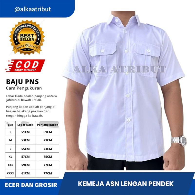 KEMEJA PDH ASN PNS LENGAN PENDEK BAJU DINAS HARIAN PNS ASN