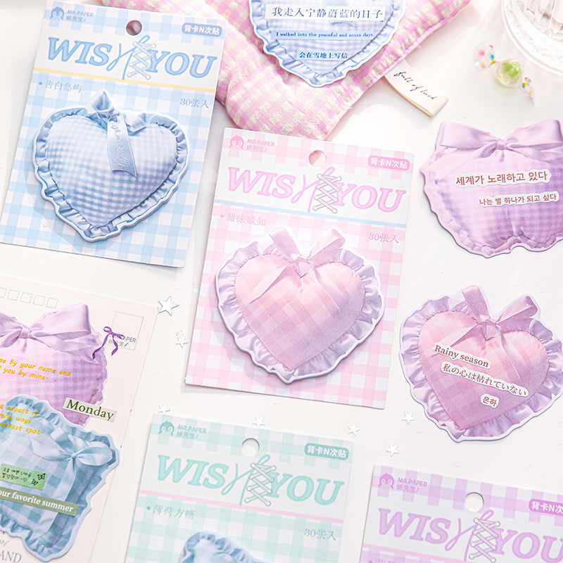 

4style 30pcs kawaii Korean style with a girl's heart series creative pillow shape sticky notes DIY handmade material scrapbook