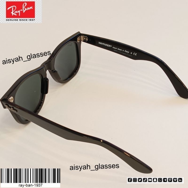 (COD) Kacamata MIRING RB2140 ORIGINAL WAYFARER GARANSI PRODUK HITAM KILAT