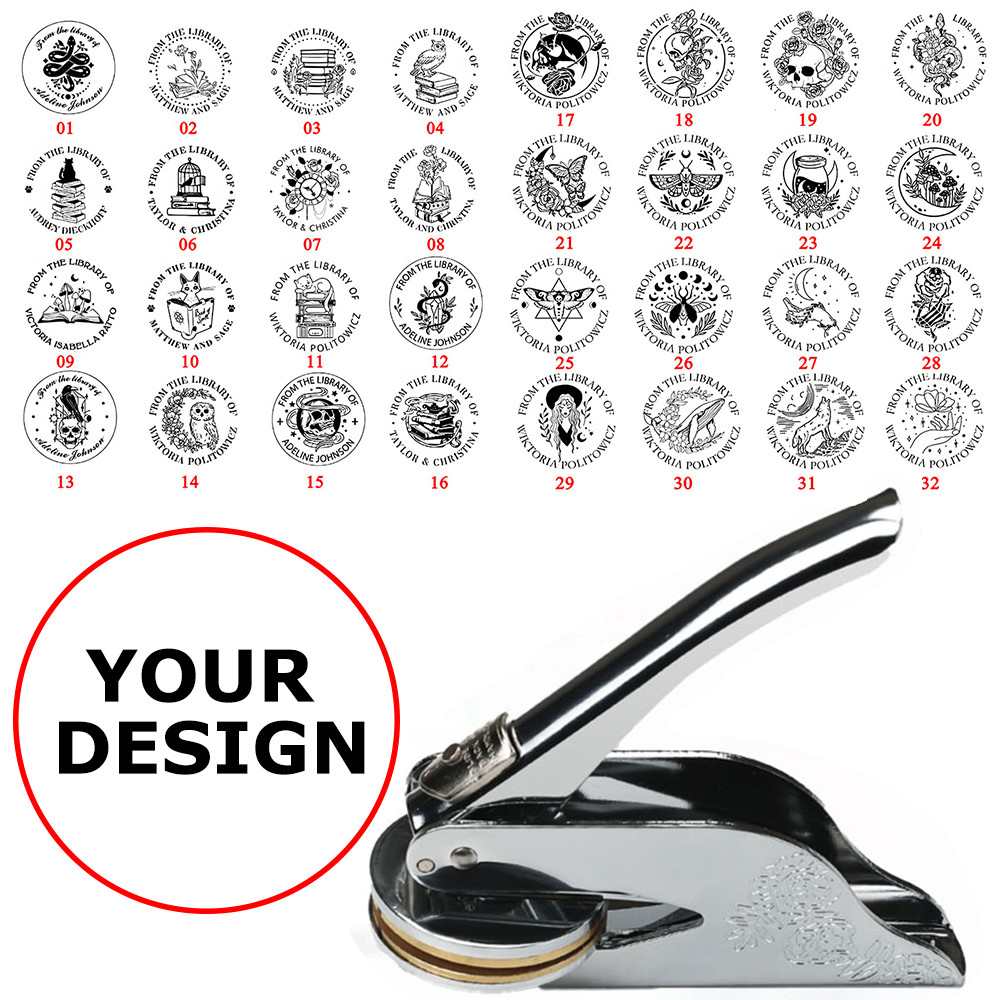 

Custom Embosser Clips Ghost Head Owl with Flower Pattern Custom Text Stamps for Library Book Lover Gifts Wedding Envelope Card