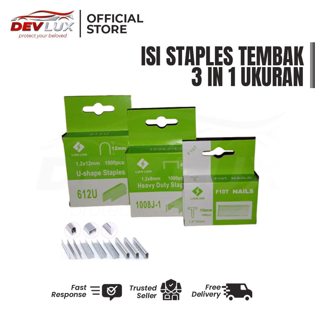 

Isi Staples Tembak Jumbo 3 in 1 | 3 Ukuran 612U / 1008J / F10T – 1000 pcs