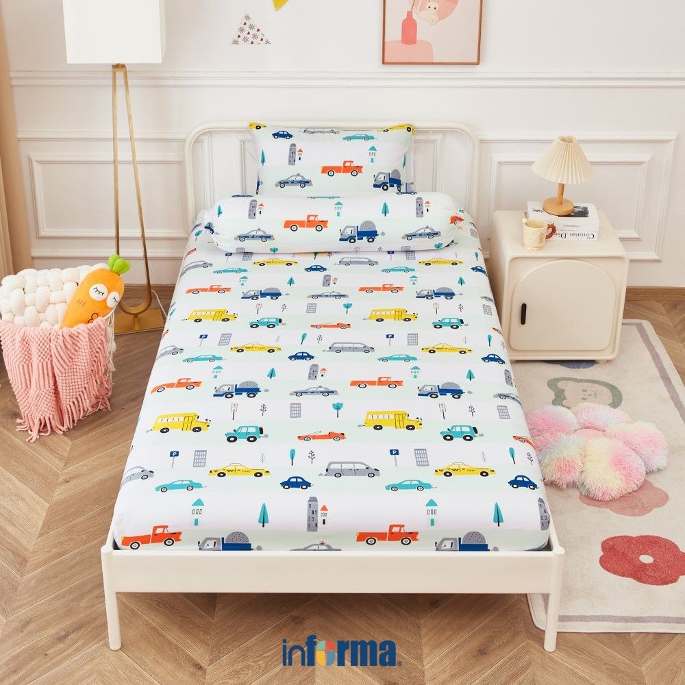 Informa Set Seprai Microfiber Anak Dino Cars Space Flower Single 120x200 100x200 Sprei Seprei Sheet 