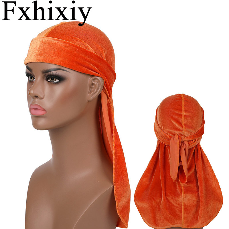 New Unisex Long Tail Velvet Breathable Durag Doo Rag Pirate Turban Hat hairband Bandanas Headwear He