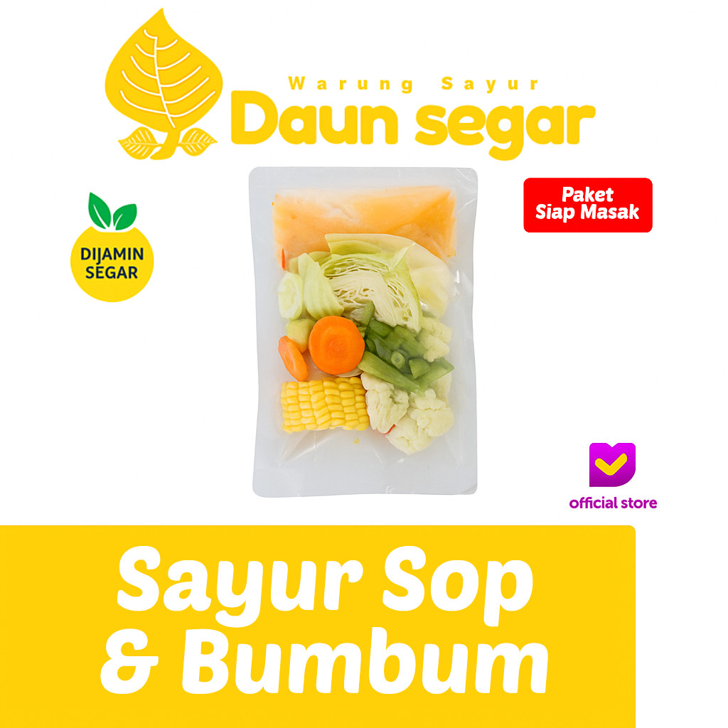 

Daun Segar - Paket Sayur Sop Lengkap + Bumbu Racik Praktis Siap Masak, Fresh Setiap Hari!