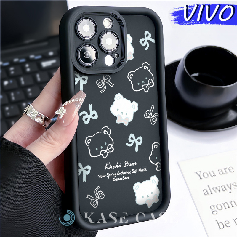 Lucu Bear Silicone SoftCase VIVO Y17s Y12s Y03 Y15s Y21 Y20 Y18 Y28 Y16 Y22 Y02 Y17 Soft Polos Hitam