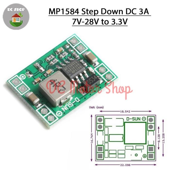MP1584 SMALL FIXED OUTPUT STEP DOWN DC 3A 7V-28V TO 3.3V MODULE Buck - MP1584 SMALL FIXED OUTPUT STE