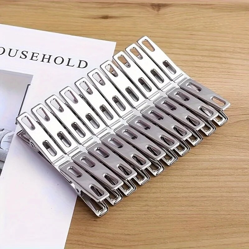 

20pcs Stainless Steel Clothespins, Binder Clips, Heavy Duty Clothes Pins, Metal Clip Set, Metal Clothes Clips For Clothes Sock F