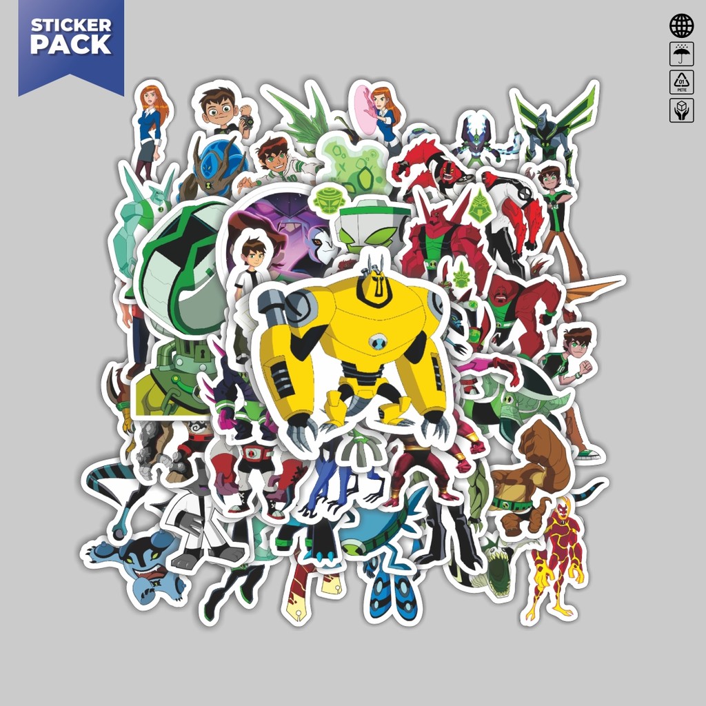 

[100PCS]Stiker Pack Stiker Kartun Series Ben Ten Karakter Mix Aesthetic Vinyl Anti Air Dekorasi Sticker Laptop Buku Journal Koper Helm Casing HP Gitar Helm Skateboard