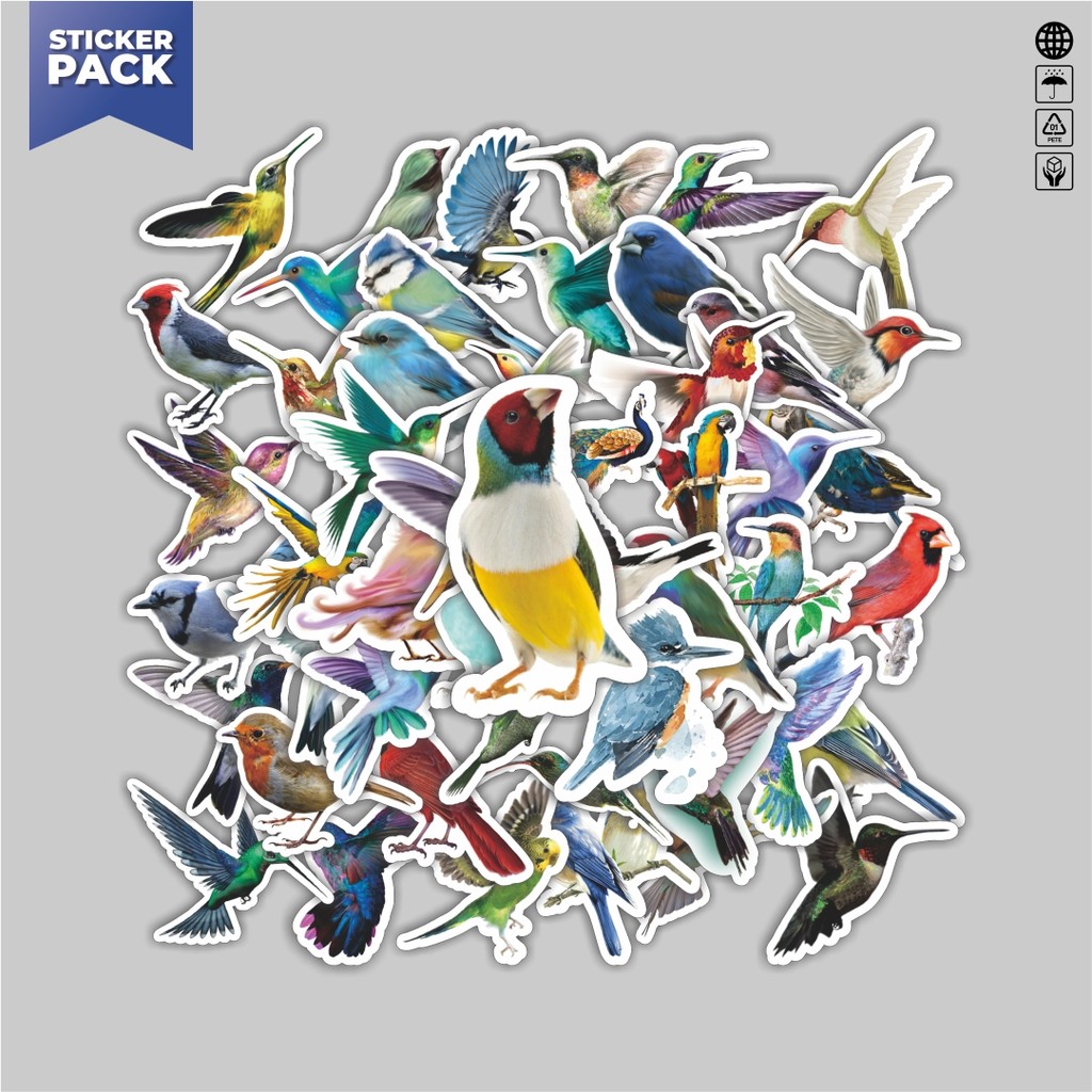 

[100PCS]Stiker Pack Stiker Colorful Birds Series [Seri Burung Berwarna-warni] Aesthetic Vinyl Anti Air Dekorasi Sticker Laptop Buku Journal Koper Helm Casing HP Gitar Helm Skateboard