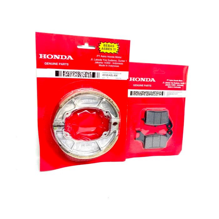 KVY PAKET KAMPAS REM DEPAN BELAKANG BEAT KARBU / SCCOPY KARBU / SPACY KARBU / KAMPAS REM TROMOL BELA