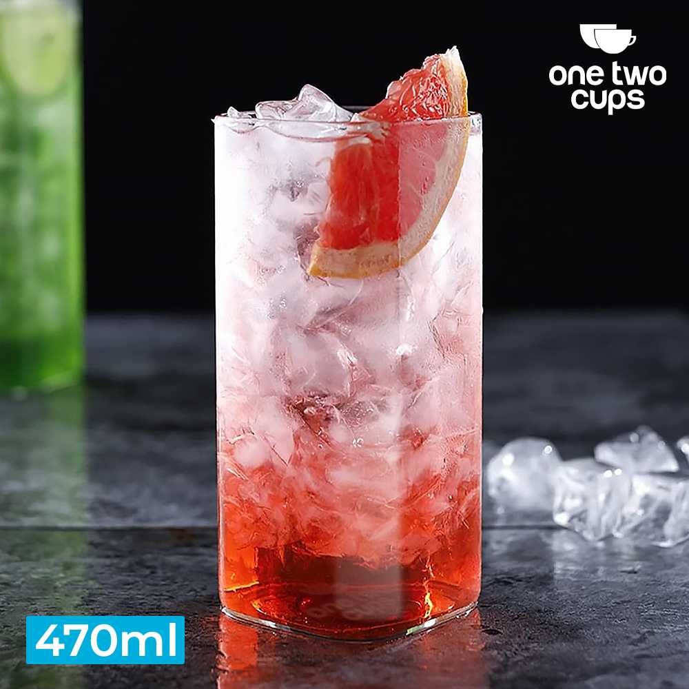 One Two Cups Gelas Kaca Aesthetic 470ml | Gelas Kotak Kopi Teh Square Glass Unik | Gelas Cafe Minima