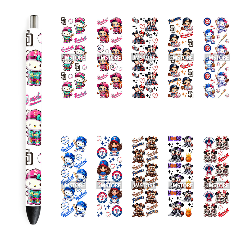 

Baseball Sports UV DTF Pen Wrap Stickers Custom Labels Durable Waterproof Logo For DIY Customized Craft Cartoon Couple Mouse