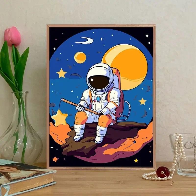

Painting By Numbers Astronaut For Adults DIY Kits HandPainted Animals On Canvas With Framed Oil Picture Drawing Coloring