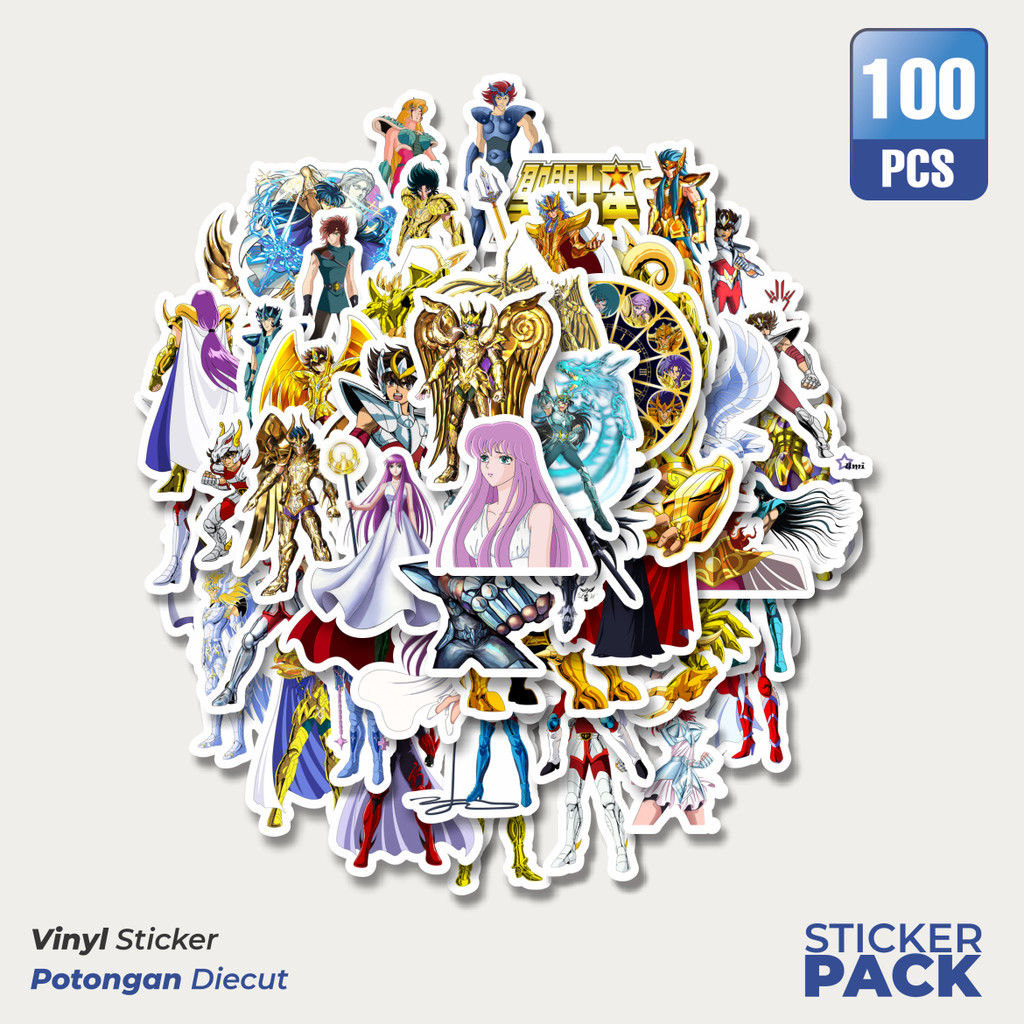 

100 PCS STIKER Stiker Anime Saint Seiya Character Mix Waterproof Aesthetic- Untuk Laptop, Motor, dan Helm - Paper Stationery Pack