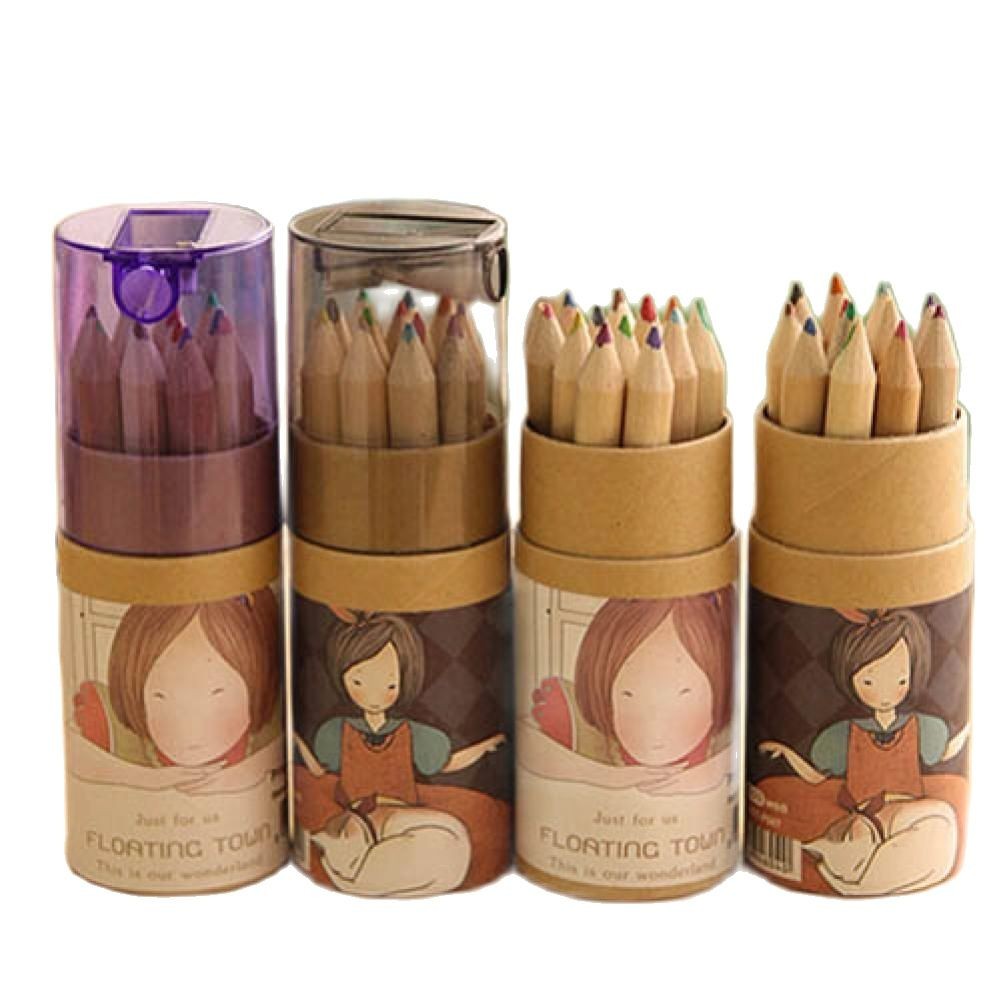 

12 Colors Wooden Pencils Set Artist Professional Fine Drawing Painting Sketching Writing Pencil Case With Sharpener