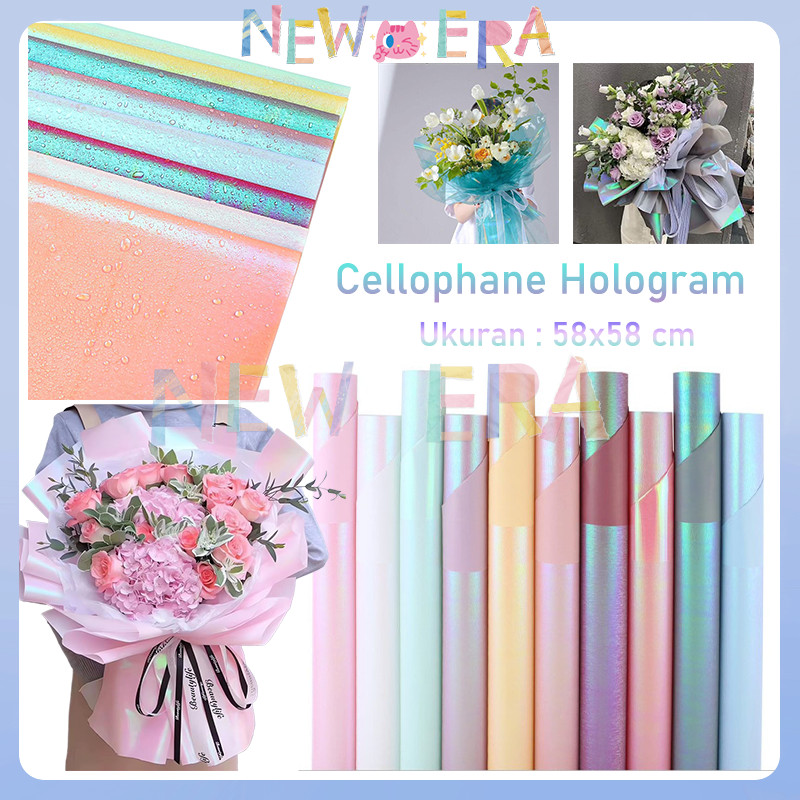 

[20 LEMBAR ] Hologram Flower Wrapping Paper 58 x 58cm Waterproof Paper Kertas