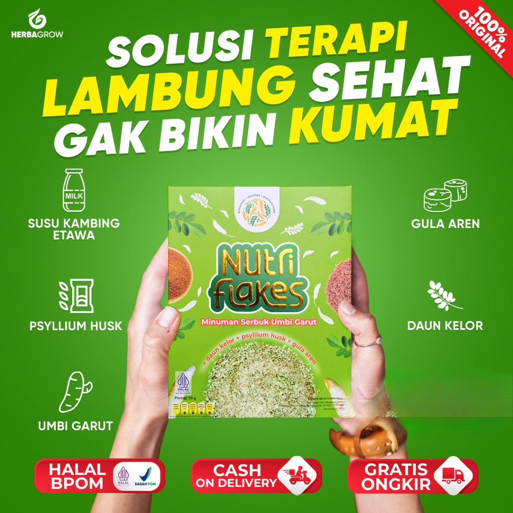 

Nutriflakes - Sereal Umbi Garut Untuk Diet, Terapi Alami Asam Lambung Gerd Maag Dan Radang Lambung