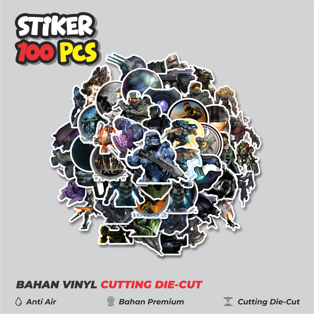 

Terbaru! 50 pcs Stiker Game Series Halo Karakter Mix 6 Dekorasi Lucu Kreatif untuk Notebook, Skateboard, HP