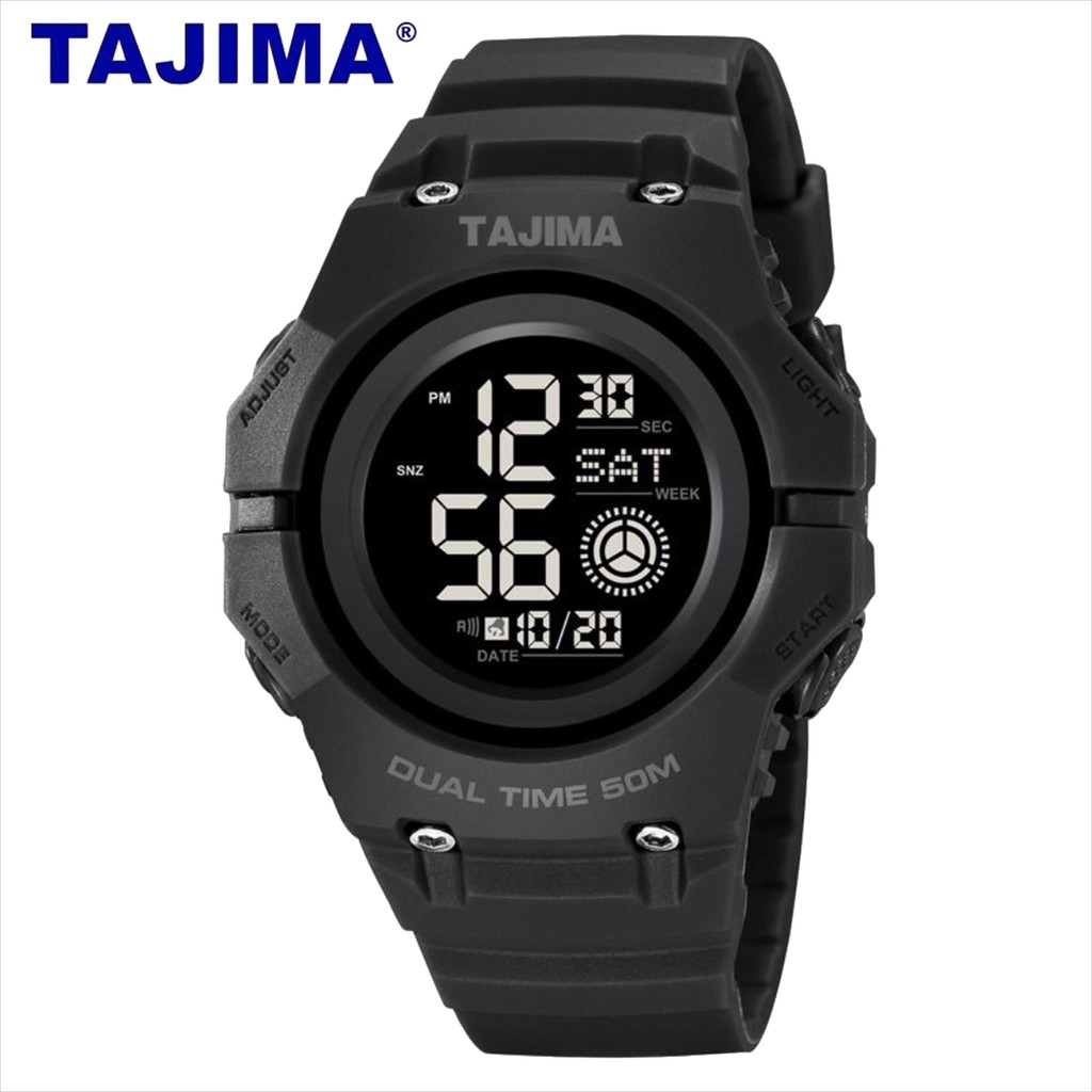 Jam Tangan Pria Digital TAJIMA 8849 Rubber Strap Original Water Resist 5ATM + FREE BOX