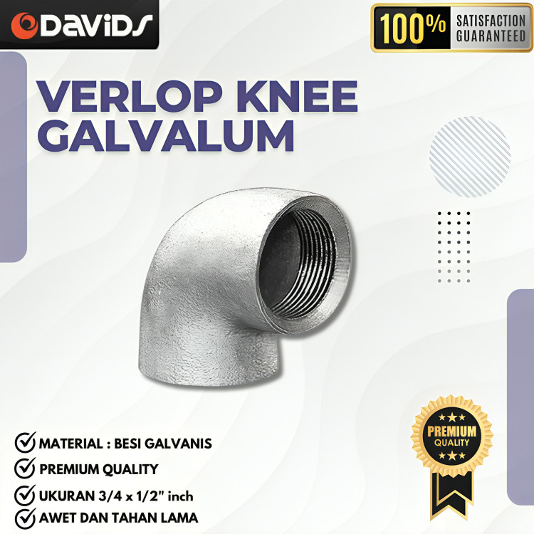 Elbow Sambungan Pipa Knee Verlop Reducer Galvanis 3/4 x 1/2 Inch