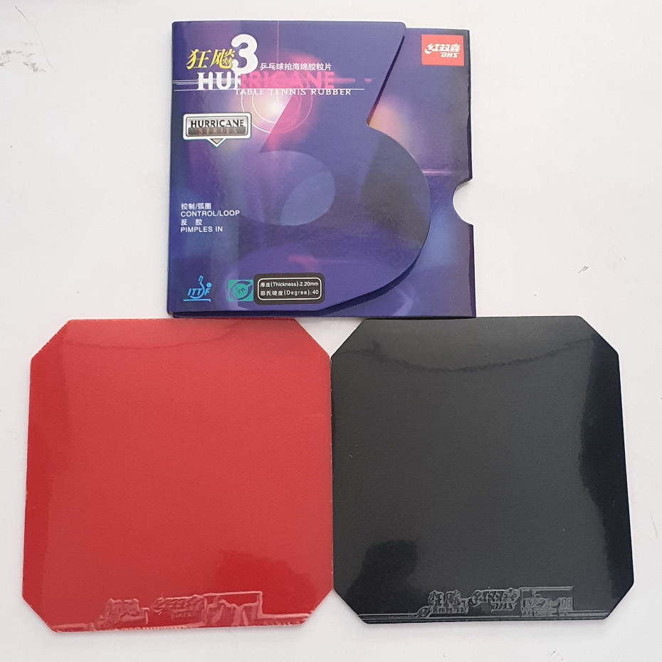 DHS Hurricane 3 Komersial - Karet Rubber Bet Bat Pingpong Tenis Meja DHS