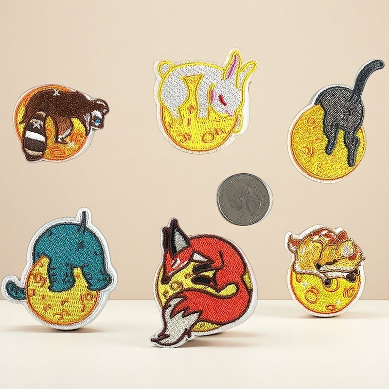 

Cute Cartoon Animal Embroidery Sticker Children's Clothing Accessories Clothes Schoolbag Holes Adhesive DIY Patches for Clothing