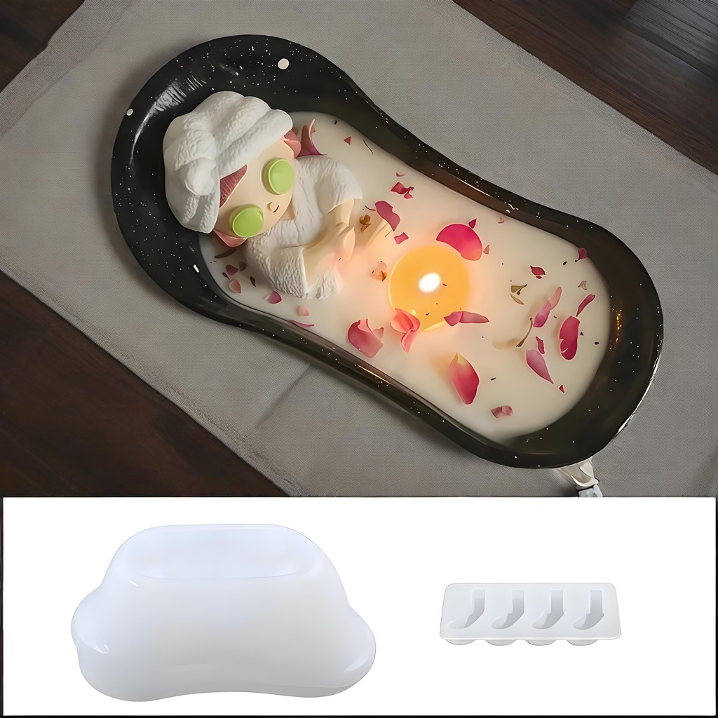 

1pc Silicone Bathtub Candle Jar and Wax Storage Box Resin Mold - DIY Aromatherapy and Jewelry Container for Home Decor