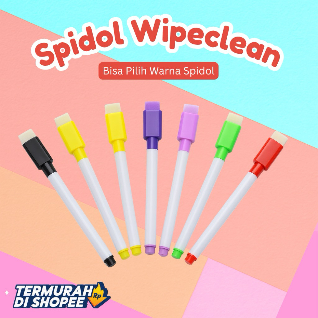 

SPIDOL UNGU PAPAN TULIS wipe clean bisa hapus/ spidol warna warni Spidol magnet penghapus [EDUFUNTOYS]