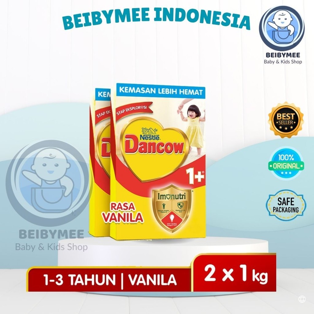 Beibymee Nestle Dancow 1+ Susu Pertumbuhan Rasa Vanila 1-3 Tahun Box 1 kg x2