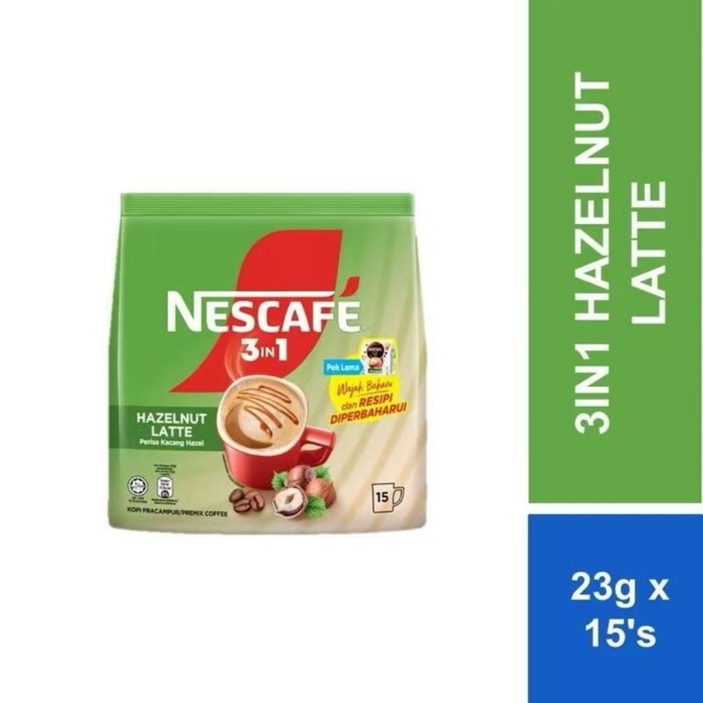 

Kopi Nescafe Hazelnut Latte 3 in 1. 1 pak isi 15 Sachet. Original. Kemasan Baru