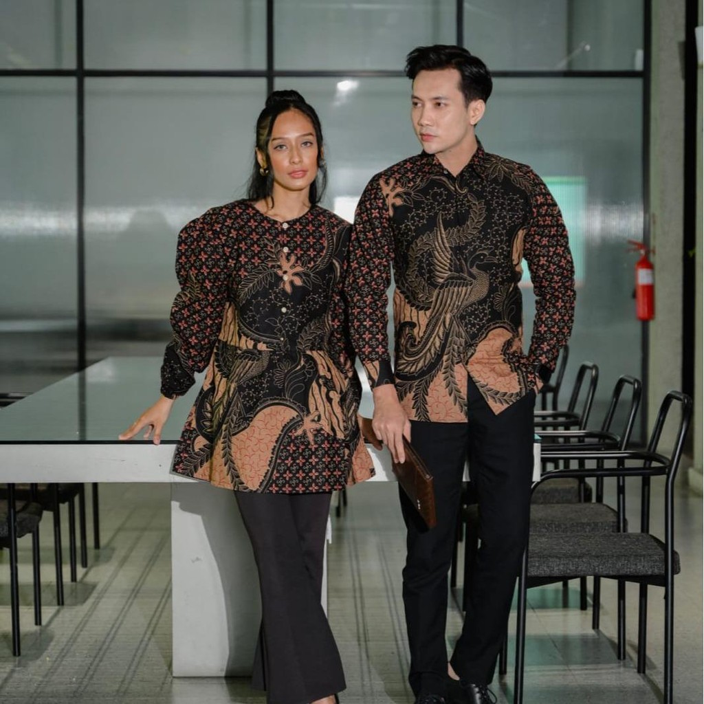 [PERMADANI] Kemeja Batik Pria Lengan Panjang Tunik Batik Wanita Blouse Batik Wanita  Motif Batik ABA