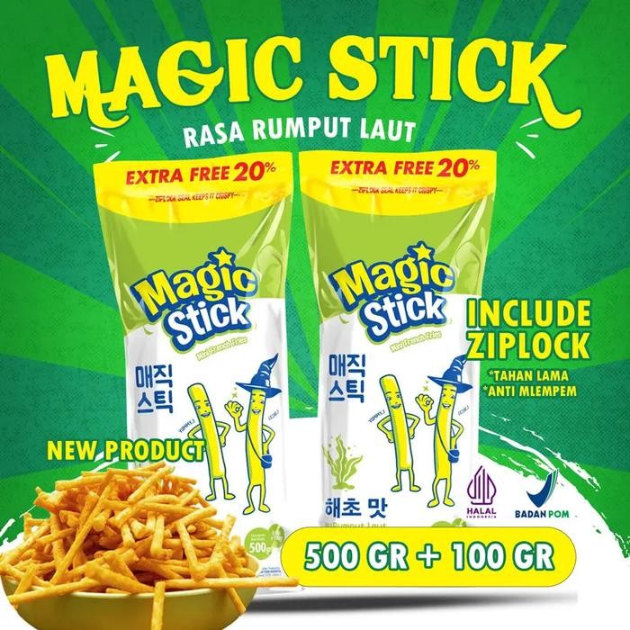 

NEW!! KIKOYA MAGIC STICK 500+100g EXTRAFREE 20% Total 600gram snack French friessnack aneka rasa cemilan kering rumput laut dansapi pedas manis cemilan viral 600g - Rumput Laut