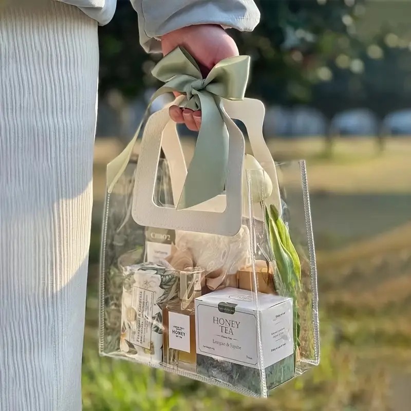 

5/15 PVC Gift Bags Packing Bag with Handle Wedding Accessories Festival Souvenir Party Present Candy Jewelry Packaging Home