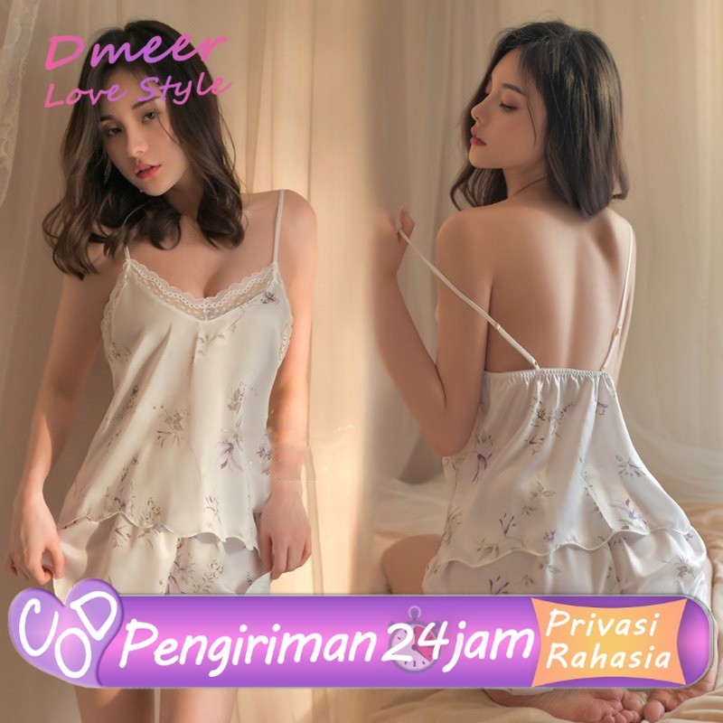 Piyama Baju Tidur Set HP Lengan Tali Celana Pendek Model Kaos Sexy Free Penutup Mata