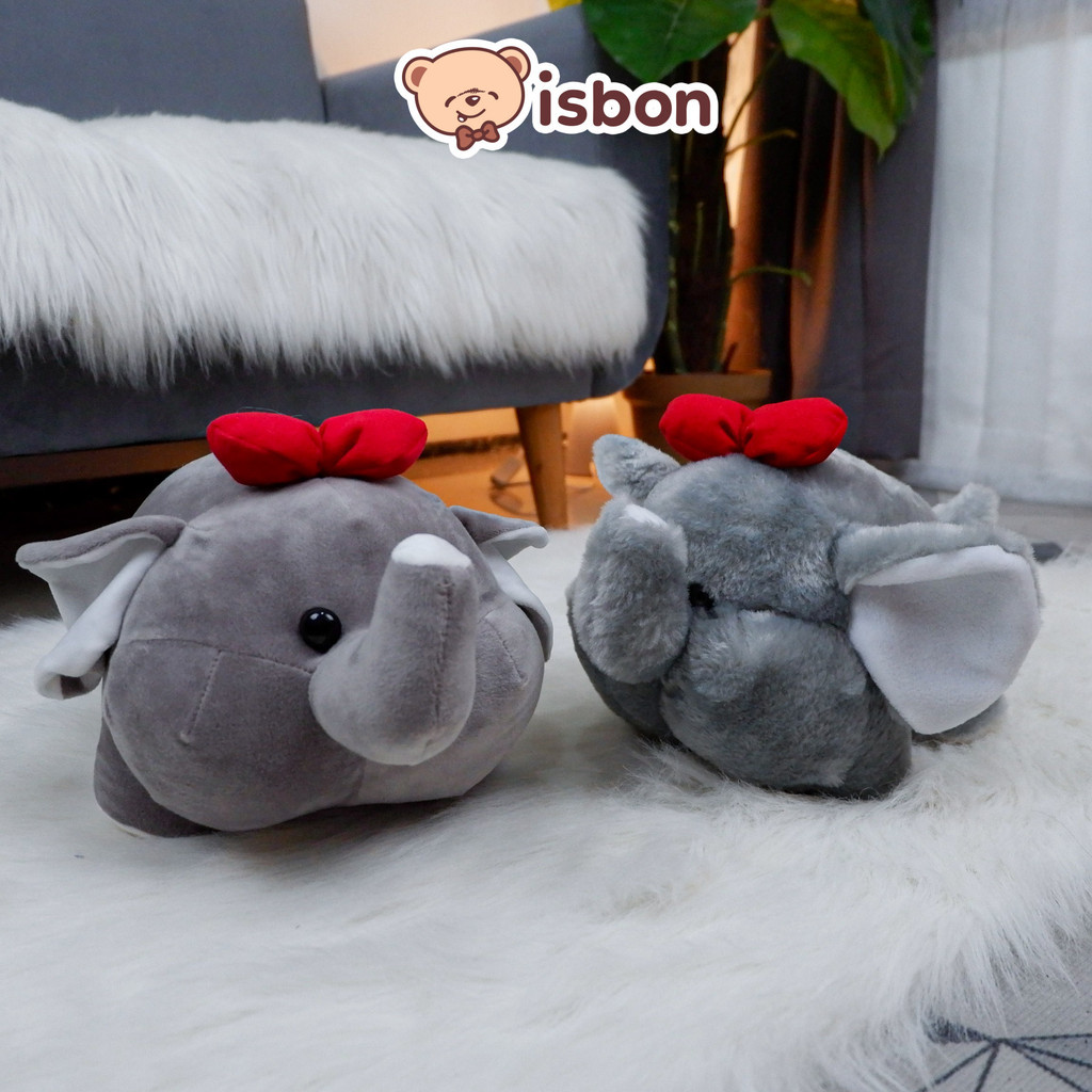 Boneka Gajah Bulat Memakai Pita Merah Gendut Mainan Anak Hadiah Ultah Halus Lembut Premium Istana Bo