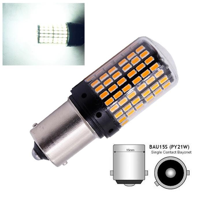 Lampu LED Mundur Sein Sign 1156 CANbus Ba15s Bau15s 144 SMD LED 12-24V - BAU15S PUTIH