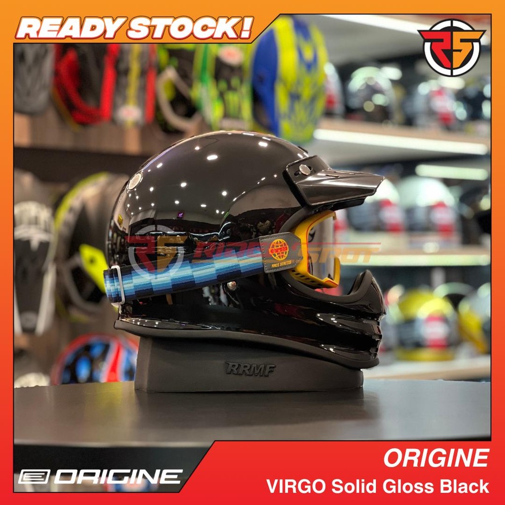 Helm Motor ORIGINE VIRGO Solid Gloss Black FullFace Original Italy