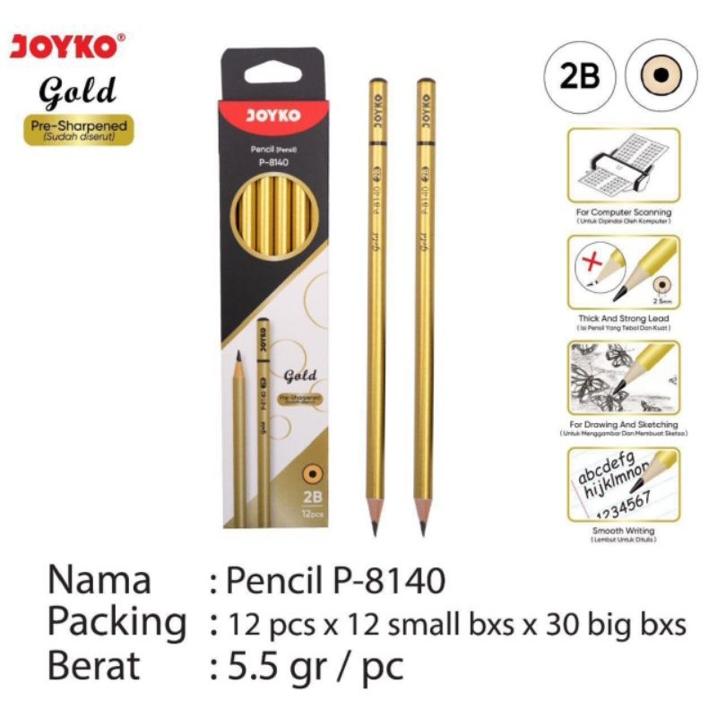 

Pensil 2b Joyko P.8140 Gold ( 1pak/12pcs )